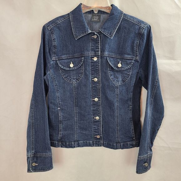 French Cuff Jackets & Blazers - French Cuff Women's (M) Blue Denim Trucker Style Jean Jacket
